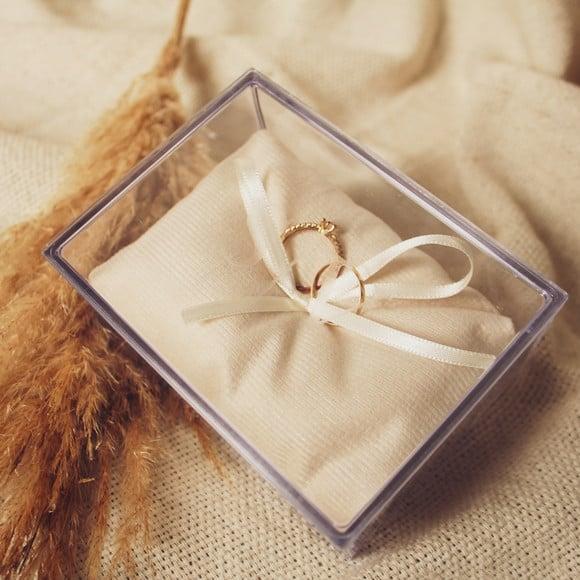 Caixa Porta Alianças Casamento Marfim