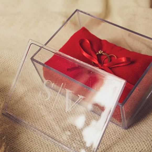 Porta Alianças Acrílico Personalizado Casamento Vermelho