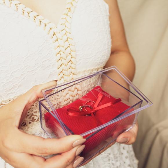 Porta Alianças Acrílico Personalizado Casamento Vermelho