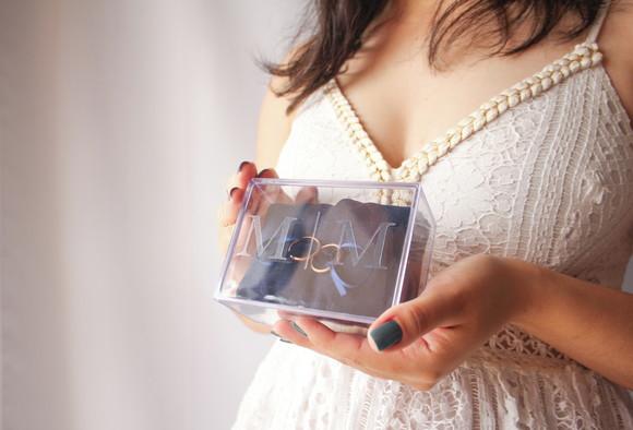 Porta Alianças Personalizado Casamento Azul Marinho