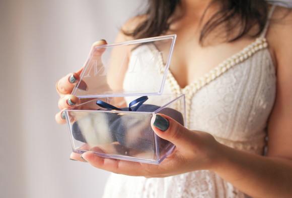 Porta Alianças Personalizado Casamento Azul Marinho