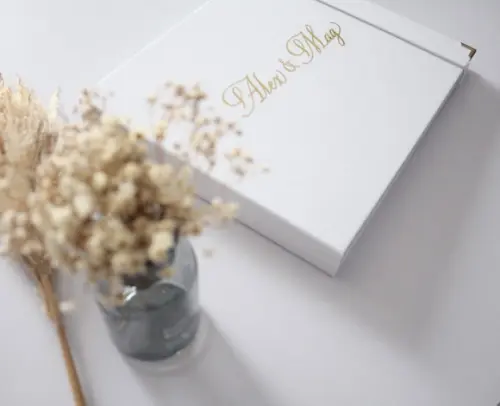 Livro de Assinaturas Casamento Branco e Dourado