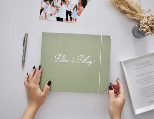Livro de Assinaturas Casamento Verde Pistache