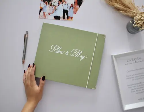 Livro de Assinaturas Casamento Verde Pistache
