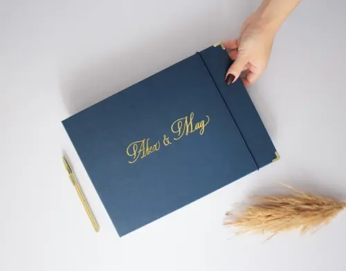 Livro de Assinaturas para Casamento Azul Marinho