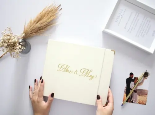 Livro de Assinaturas Personalizado Casamento Marfim