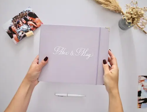 Livro de Mensagem Casamento Lilás