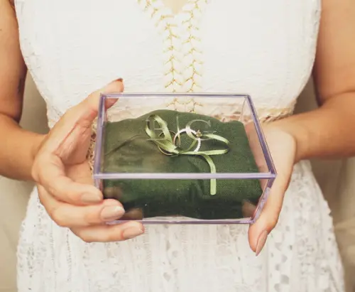 Porta Alianças Casamento Caixa Acrílico Verde Musgo