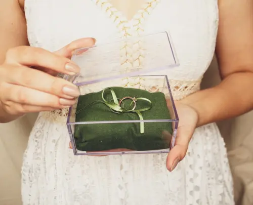Porta Alianças Casamento Caixa Acrílico Verde Musgo