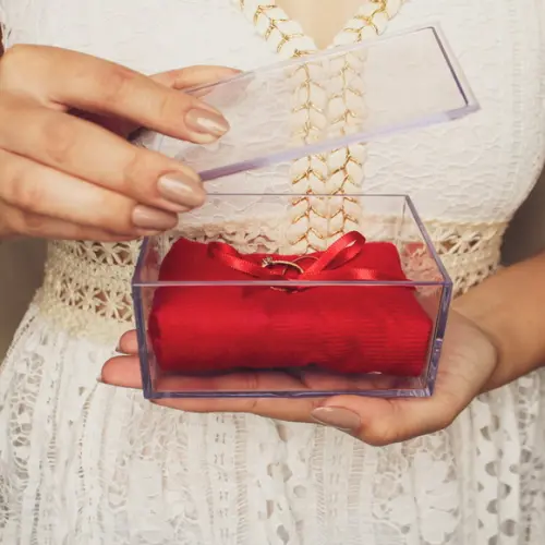 Porta Alianças Acrílico Personalizado Casamento Vermelho