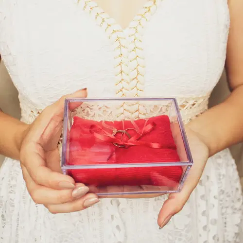 Porta Alianças Acrílico Personalizado Casamento Vermelho