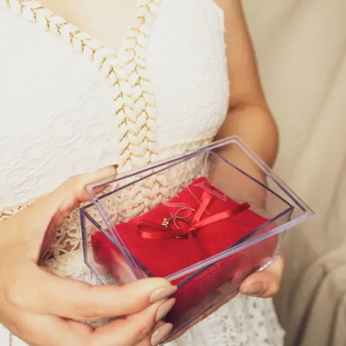 Porta Alianças Acrílico Personalizado Casamento Vermelho