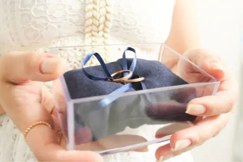 Porta Alianças Personalizado Casamento Azul Marinho