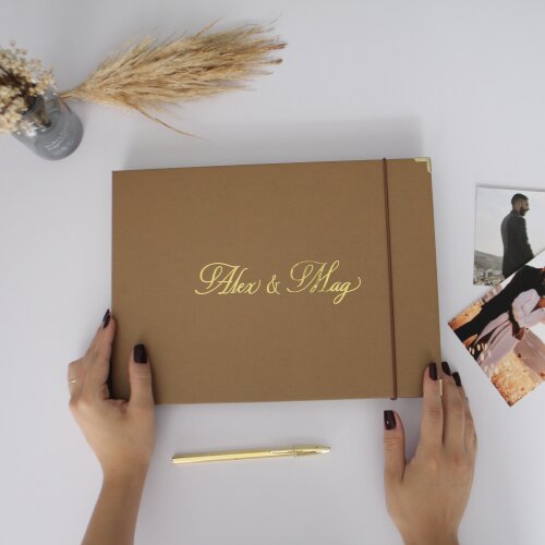 Livro de Assinaturas Personalizado para Casamento Caramelo