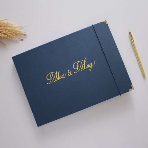 Livro de Assinaturas para Casamento Azul Marinho