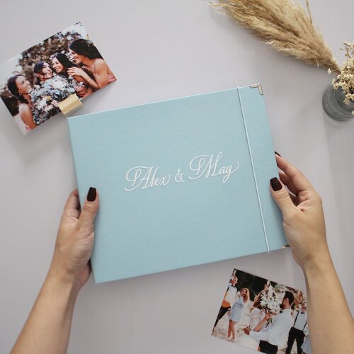 Livro de Assinaturas Personalizado Casamento Azul Serenity