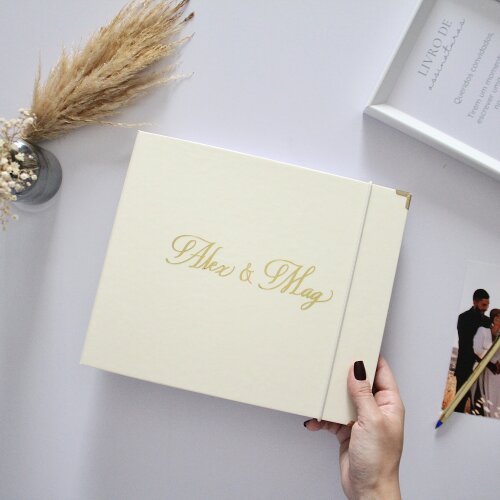 Livro de Assinaturas Personalizado Casamento Marfim