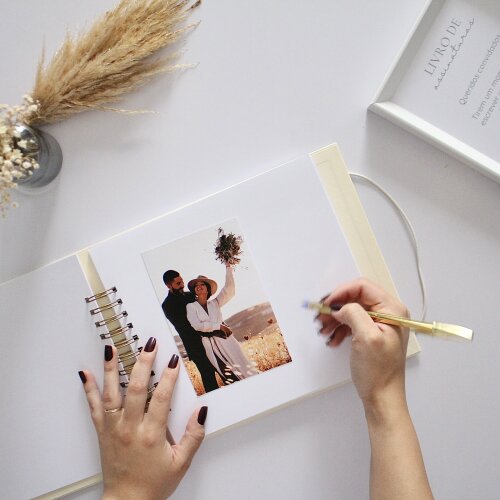 Guestbook Quadrado Personalizado Para Casamento Álbum De Memóri