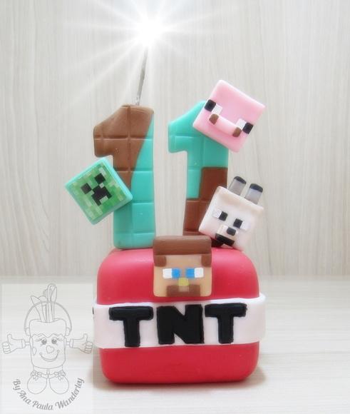 Vela Topo de Bolo Minecraft/Festa gamer