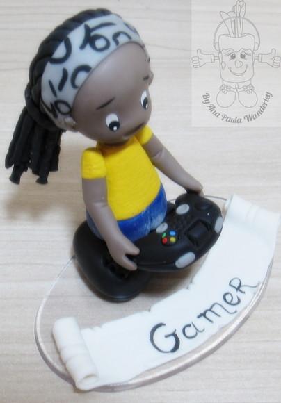 Boneco Profissão Gamer em Biscuit Personalizado | Miniatura Deco