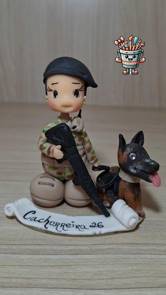 Boneco Policial Militar com Cão  PMDF Multicam | Miniatura Profi