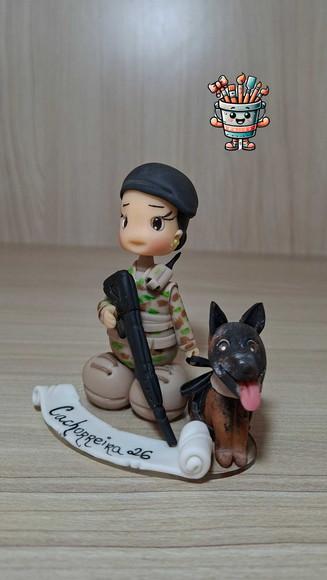 Boneco Policial Militar com Cão  PMDF Multicam | Miniatura Profi