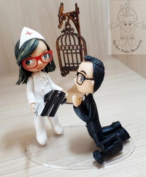 Topo de Bolo Noivinhos Personalizado Noivado e Casamento