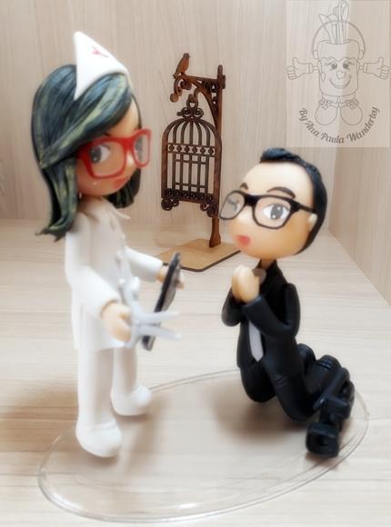 Topo de Bolo Noivinhos Personalizado Noivado e Casamento