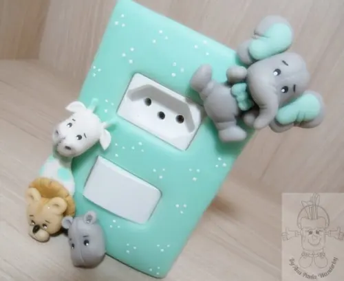 Interruptor Decorado Safari para Quarto Infantil | Decoração Parede Tema Animais