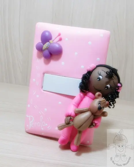 Interruptor Decorado Menina com Urso | Decoração Quarto Infanti