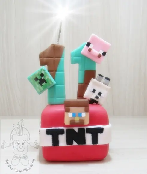Vela Topo de Bolo Minecraft/Festa gamer