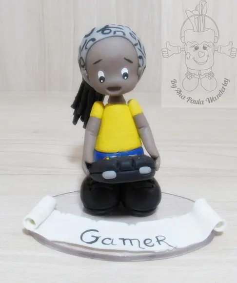 Boneco Profissão Gamer em Biscuit Personalizado | Miniatura Deco