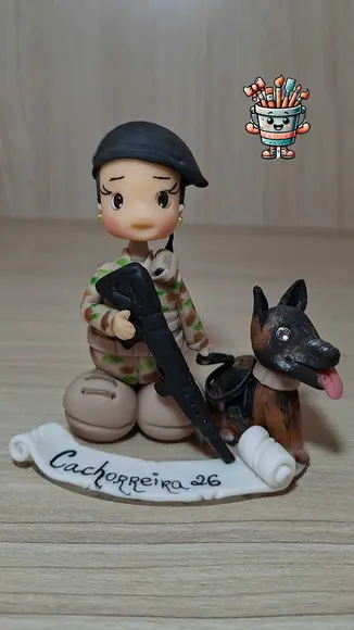 Boneco Policial Militar com Cão  PMDF Multicam | Miniatura Profissão
