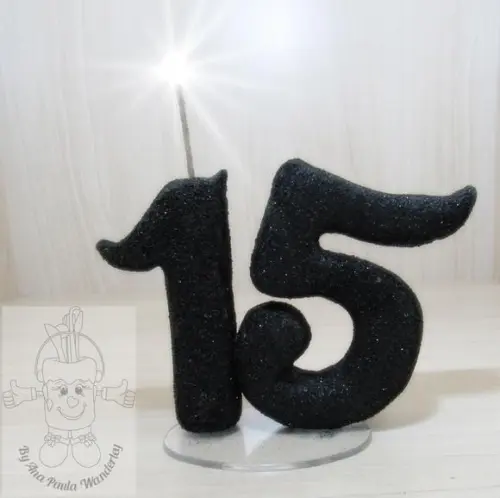 Vela 15 Anos brilho Luxo | Vela de Aniversário Debutante