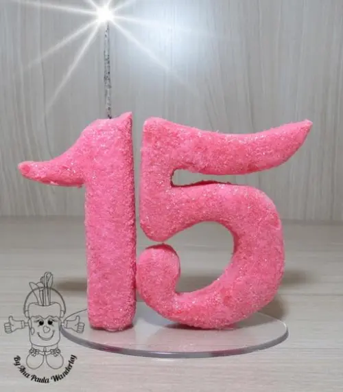 Vela 15 Anos brilho Luxo | Vela de Aniversário Debutante