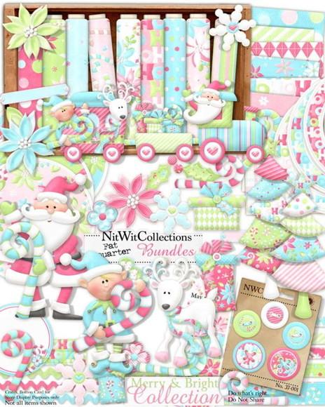 k-Kit digital natal azul e rosa