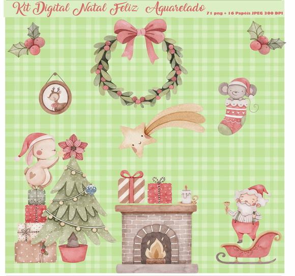 Kit Digital Natal Aquarelado 2022