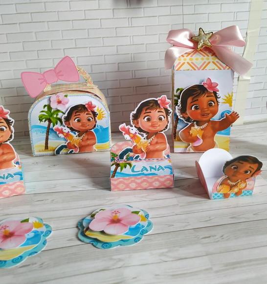 Kit Festa 100 Lembrancinhas Personalizadas Moana Baby