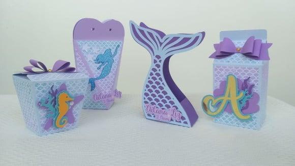 Kit Festa 50 Lembrancinhas Personalizadas sereia Luxo-3D