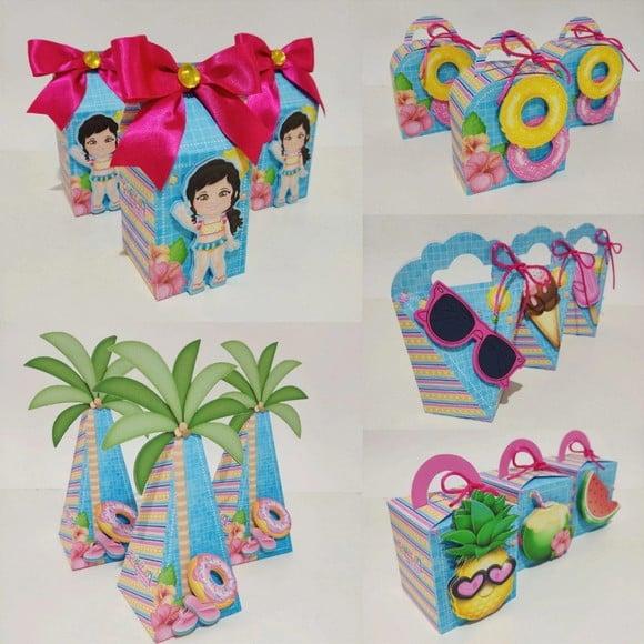 35 Itens Personalizados Caixinhas Pool Party Menina