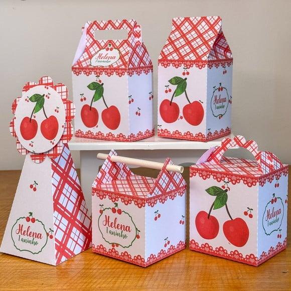 50 Itens Kit de Caixinhas Personalizadas Cerejinha 1 Festas