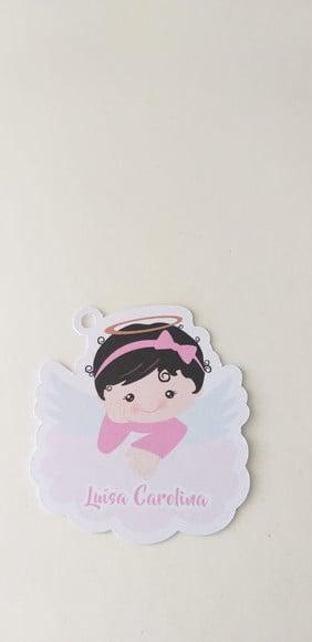 50 Tags de Agradecimento Anjinha Batizado Menina