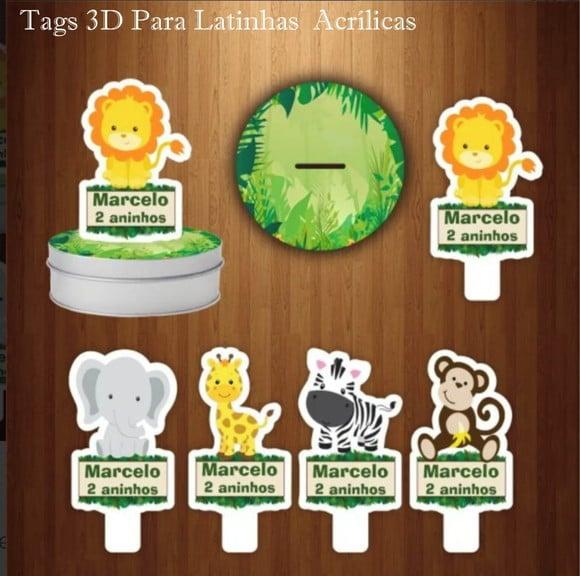 Apliques para Latinhas Safari- 3d