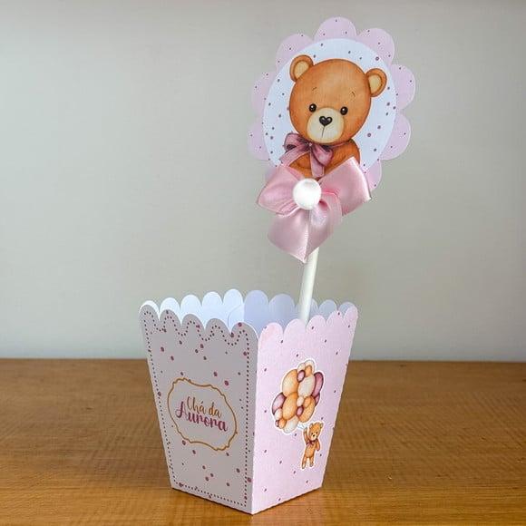 Centro de Mesa Cachepô Chá de Bebê Rosa 1
