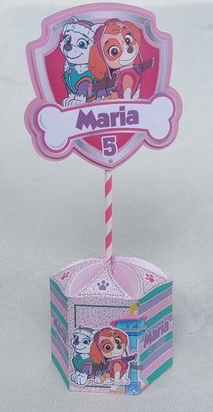 Centro de Mesa Patrulha Rosa Lembrancinhas Enfeite Festas 3d