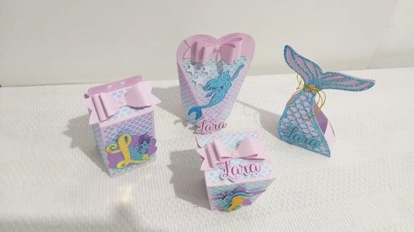 Kit Festa Lembrancinhas Personalizadas Sereia Luxo Rosa 3d