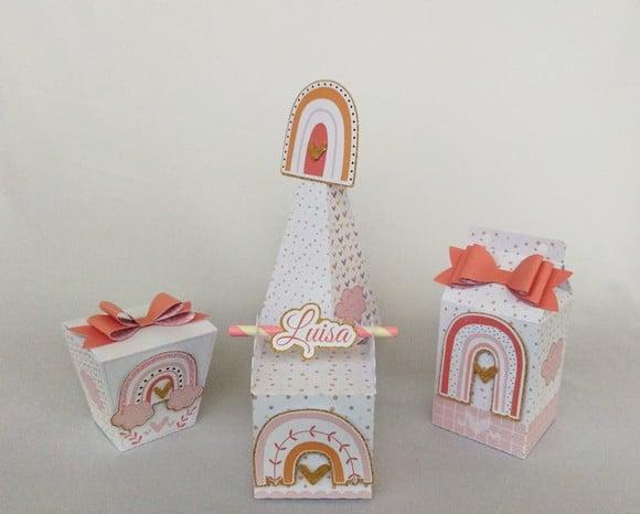 Kit Festa Personalizada Arco-íris Boho - 20 Itens- 3d