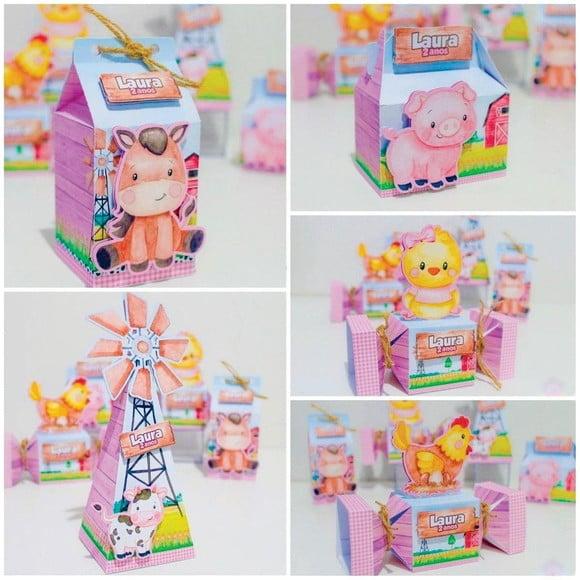 Kit Festa Personalizada Fazendinha Menina 4- 25 Itens