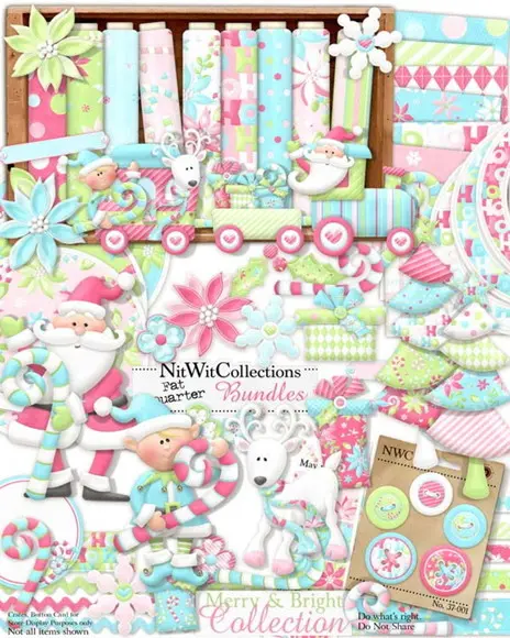 k-Kit digital natal azul e rosa
