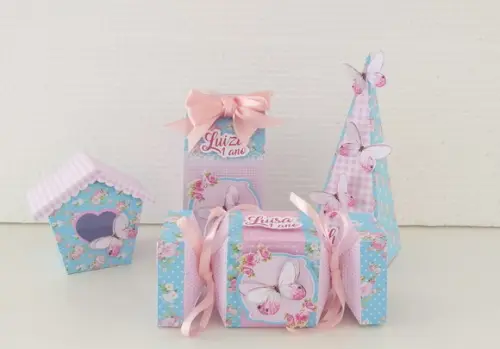 Kit Festa 40 Lembrancinhas Personalizadas jardim luxo 3D